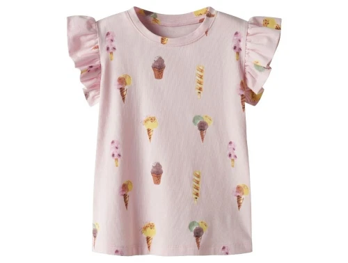 Lyserød top med isprint og flæseærmer fra Name It 13243243 ballerina